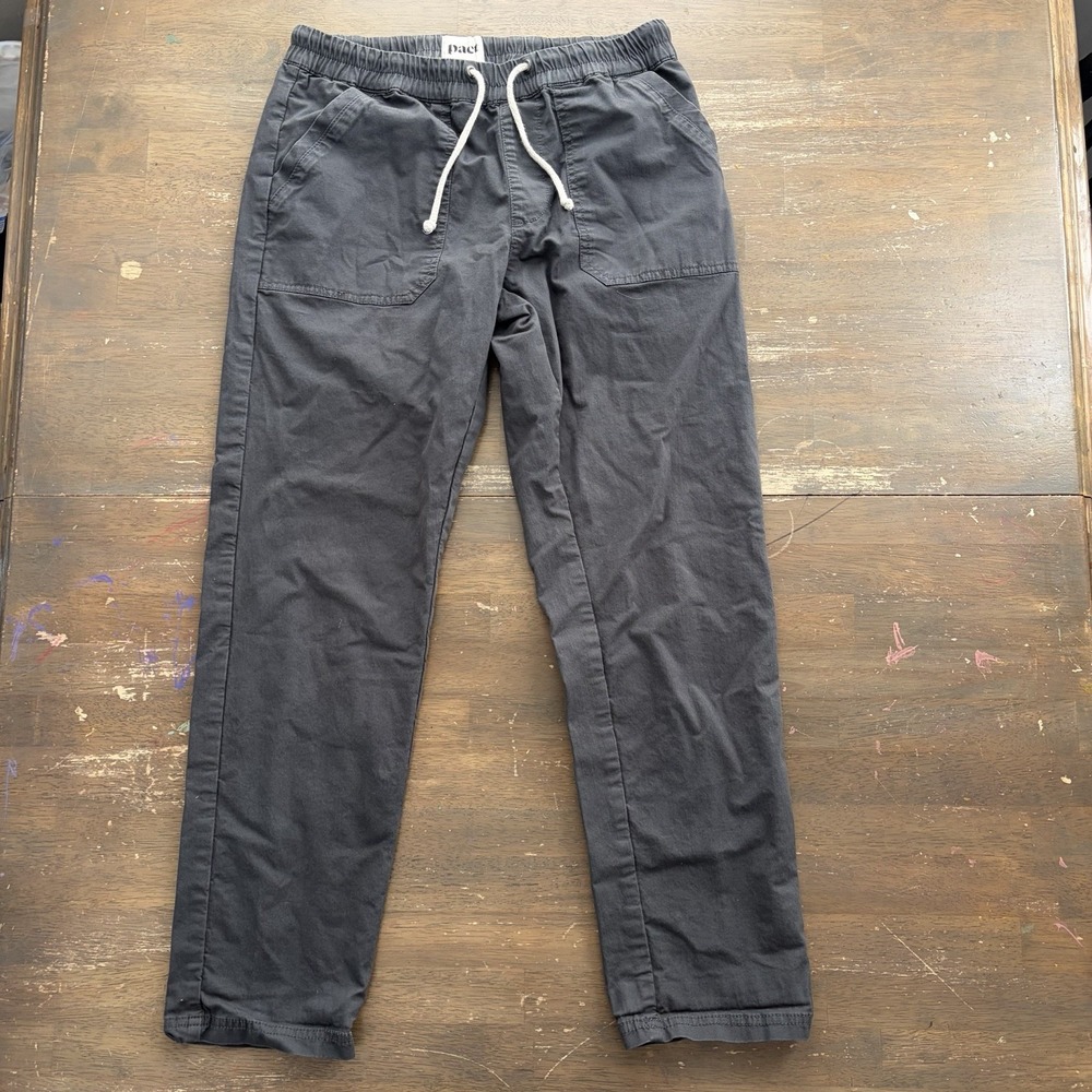 Pact Pants Womens Medium Gray Travel Organic Cotton Stretch Pull On Chino Pants